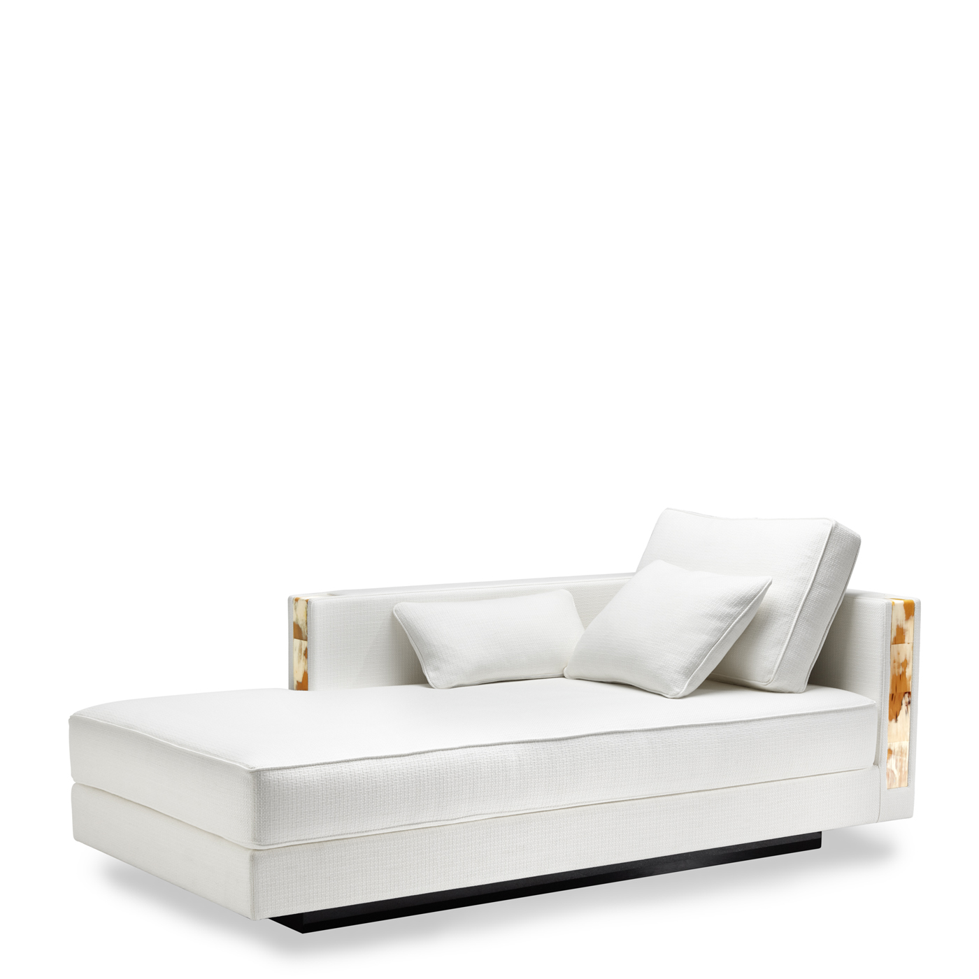 Sofas and seats - Adriano chaise longue with horn armrests and Grand Natté fabric 6088 - Arcahorn