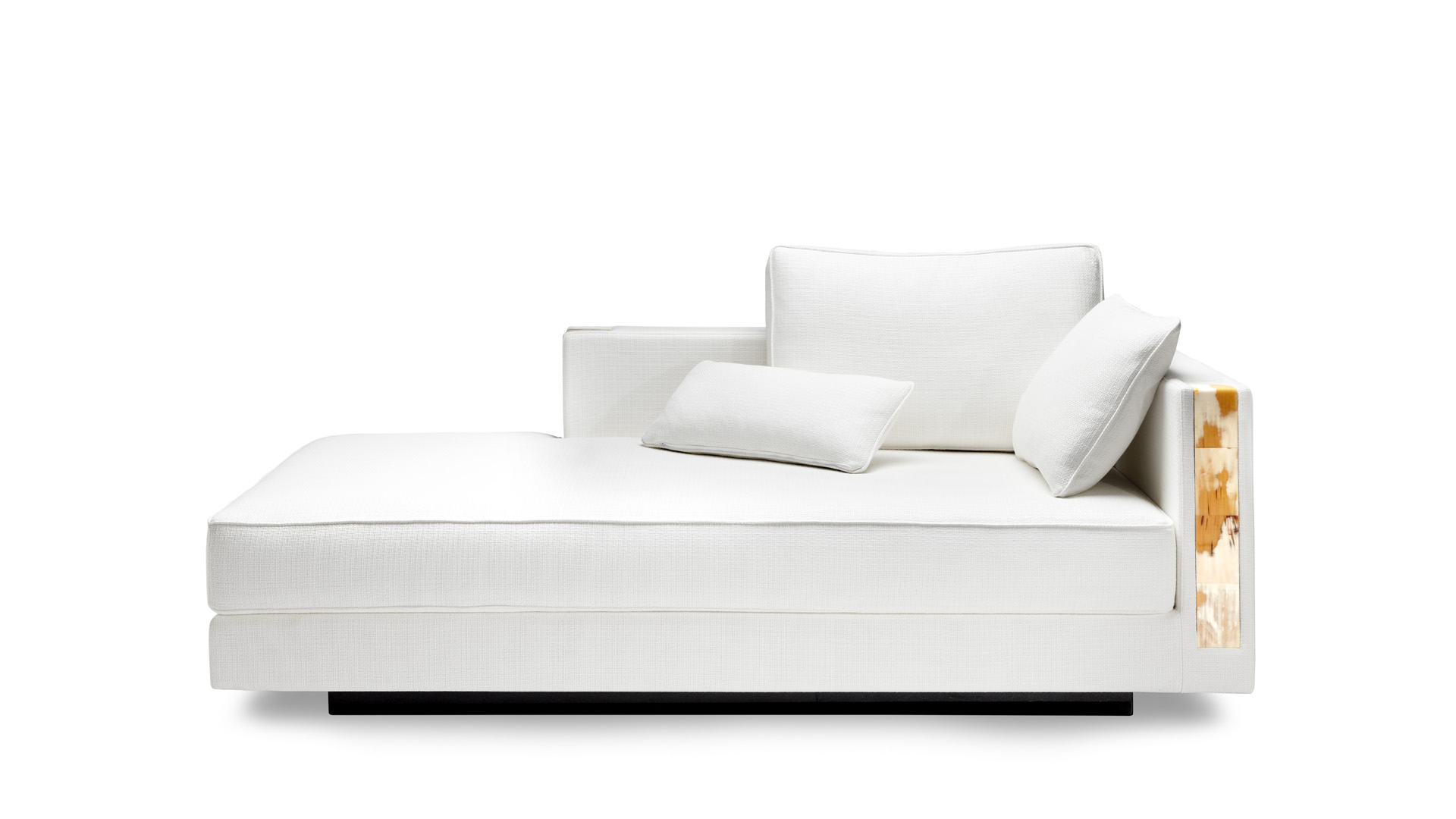 Sofas and seats - Adriano chaise longue with horn armrests and Grand Natté fabric - cover - Arcahorn