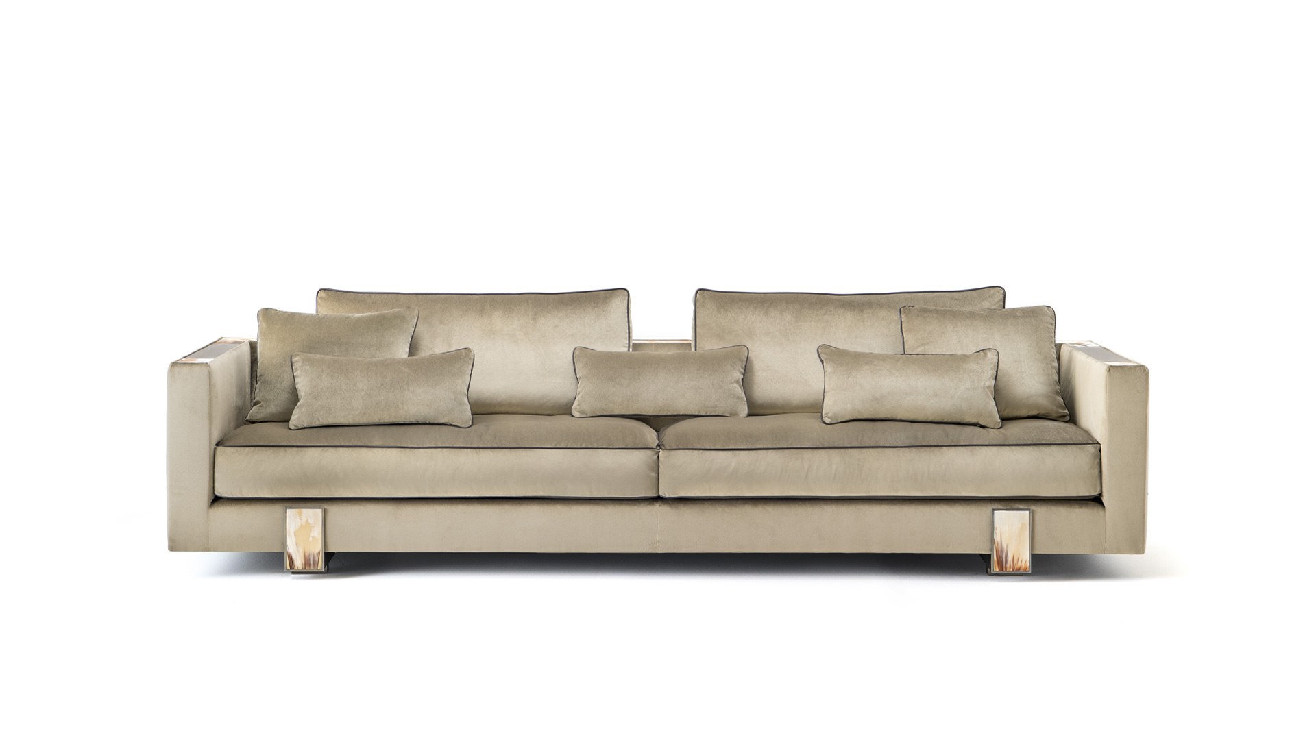 Sofas and seats - Adriano sofa in Lario velvet with horn details mod. 6035D - cover - Arcahorn