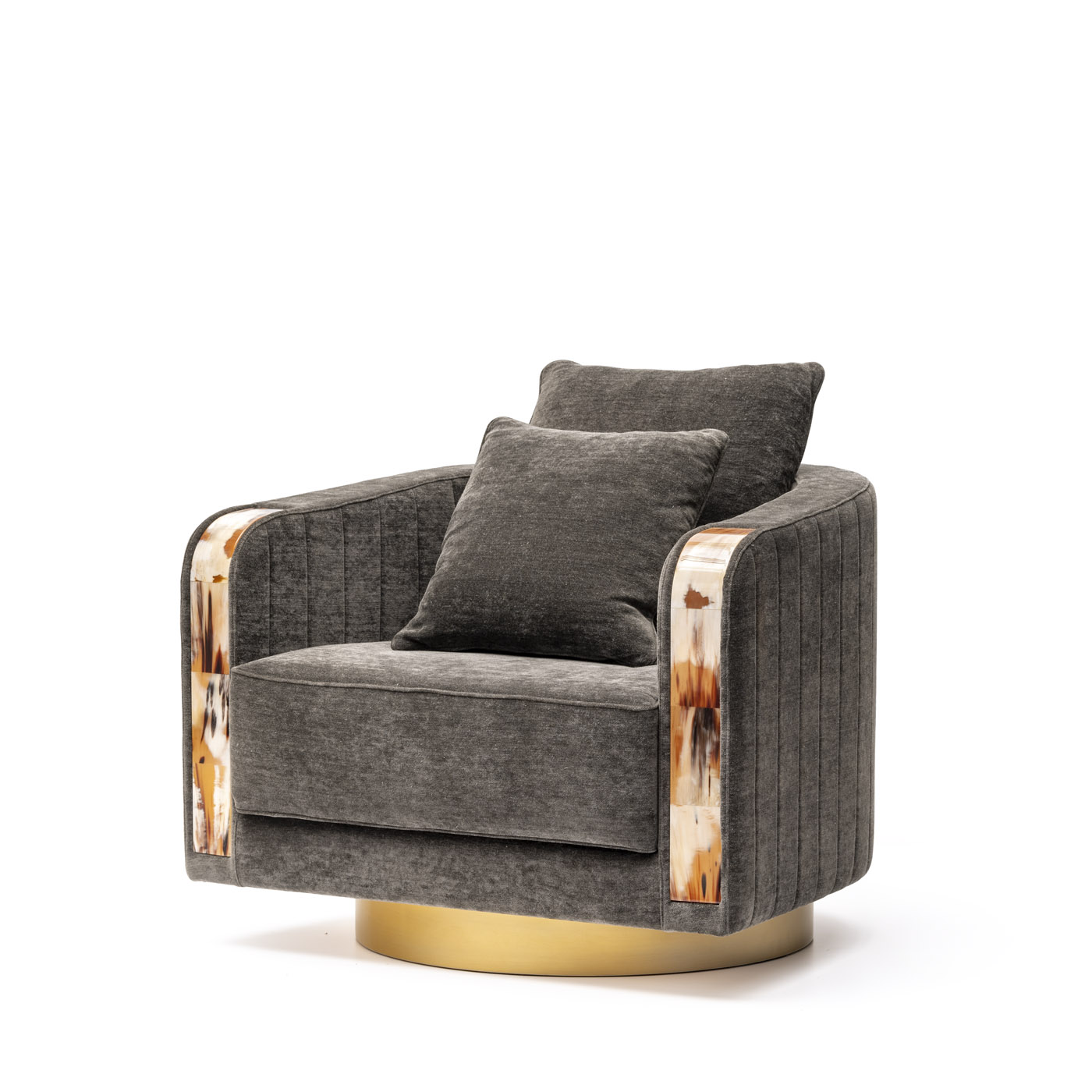 Sofas and seats - Afrodite armchair in Belsuede fabric with horn armrests mod. 7044B - Arcahorn