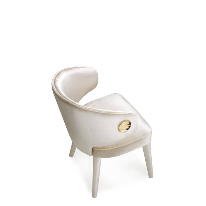 Sofas and seats - Circe chair in Splendido velvet Perla with details in horn 4433AC - Arcahorn