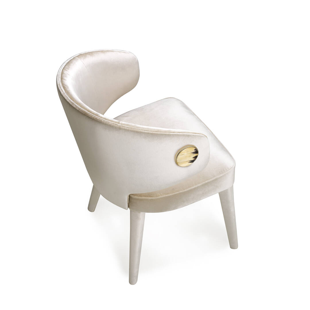 Sofas and seats - Circe chair in Splendido velvet Perla with horn details mod. 4433AC - cover - Arcahorn