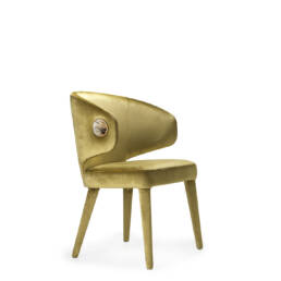 Sofas and seats - Circe chair in Splendido Velvet Gold colour with horn details - Arcahorn