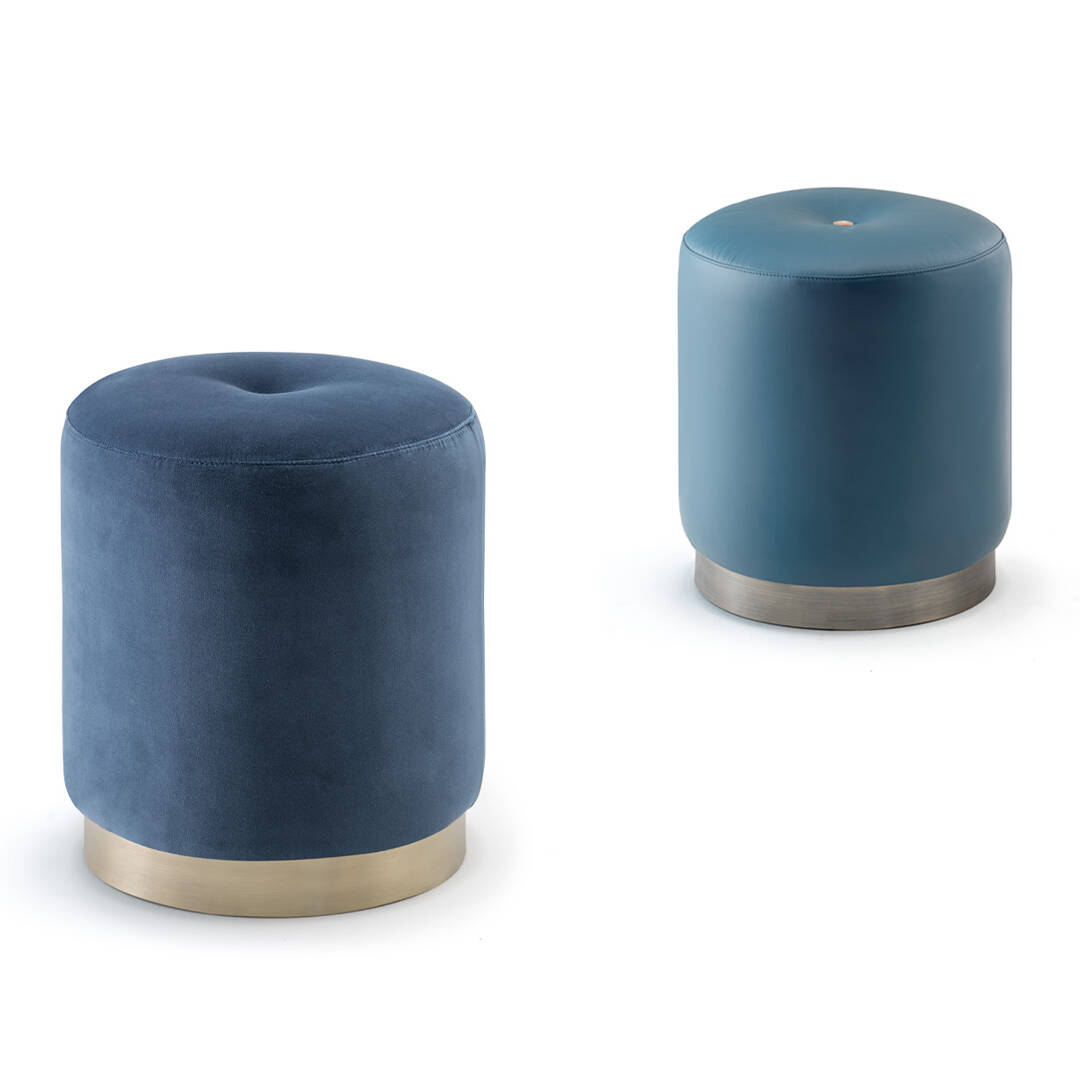 Sofas and seats - Olivia pouf in leather with horn button 6052S - cover - Arcahorn