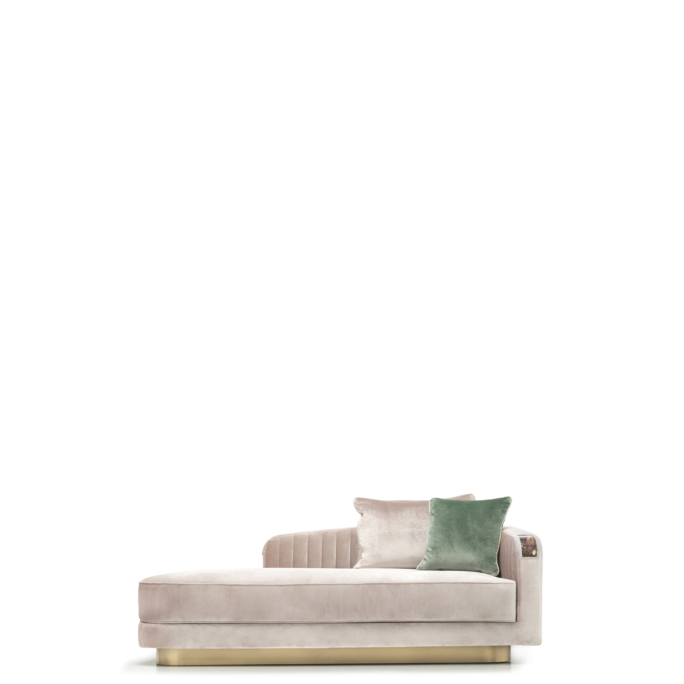 Sofas and seats - Rea chaise longue in Splendido velvet with horn armrests - Arcahorn