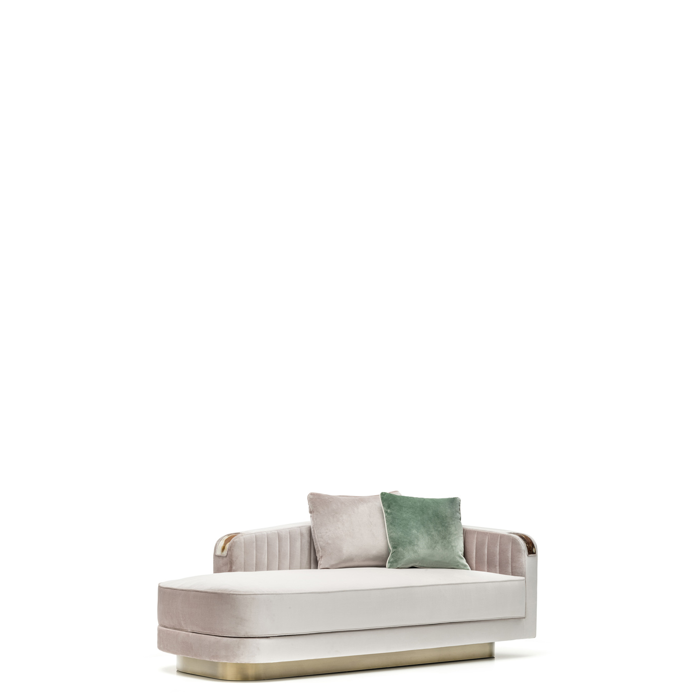 Sofas and seats - Rea chaise longue in Splendido velvet with horn armrests mod. 7023A - Arcahorn