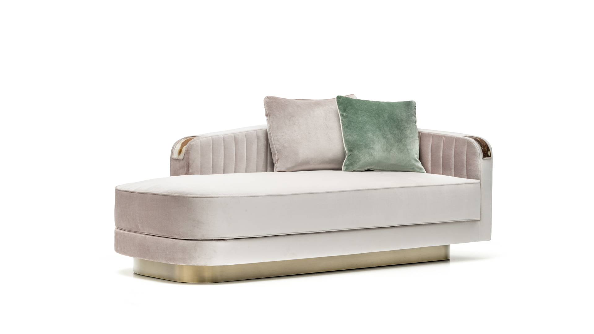 Sofas and seats - Rea chaise longue in Splendido velvet with horn armrests - cover - Arcahorn