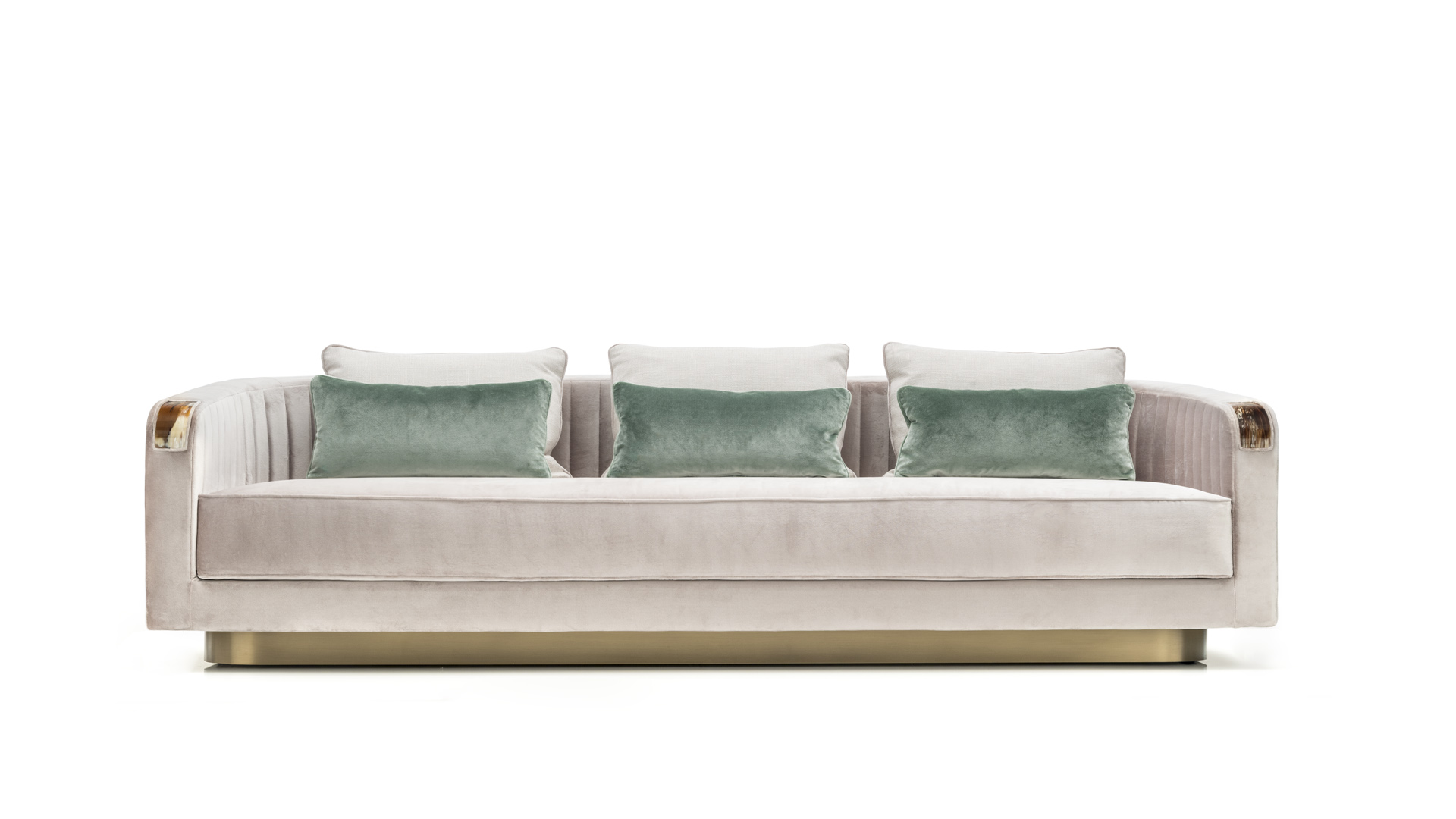 Sofas and seats - Rea sofa in Splendido velvet with horn armrests mod. 7020A - cover - Arcahorn