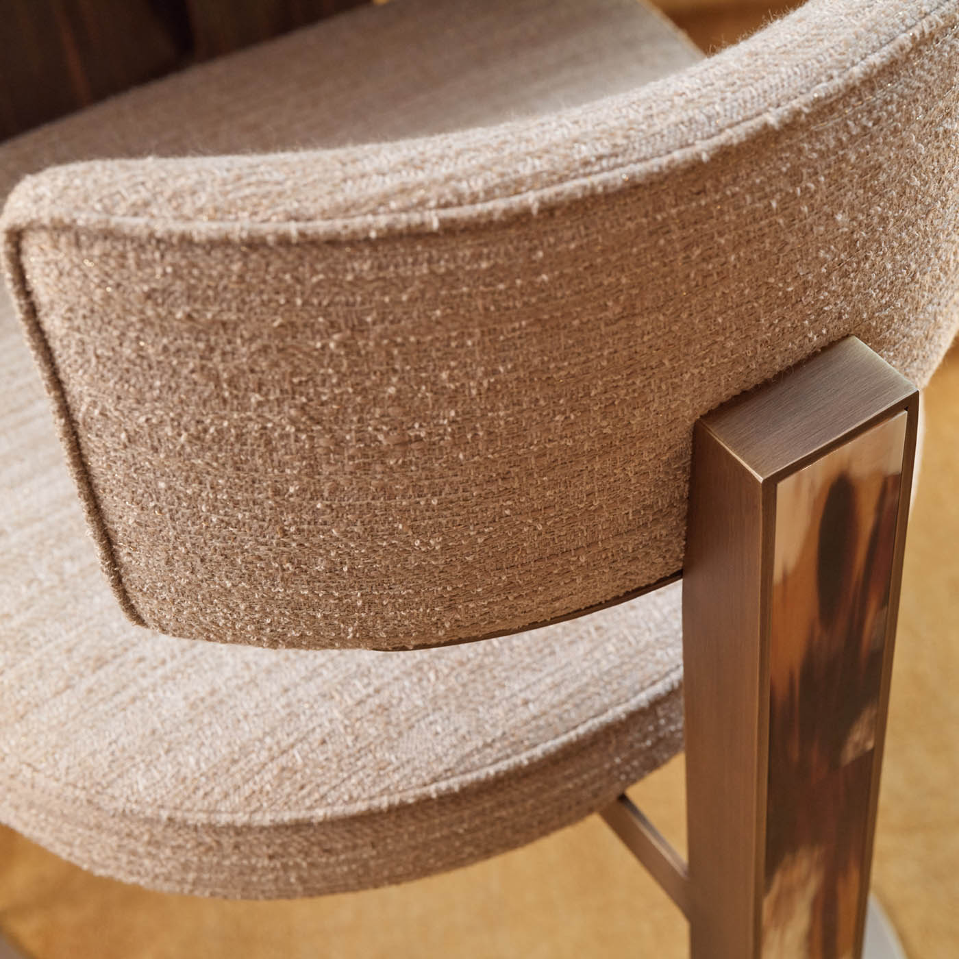 Sofas and seats - Sveva chair in Samsara fabric with horn inlays - detail - Arcahorn