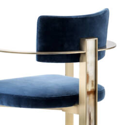 Sofas and seats - Sveva chair in velvet with horn inlays mod. 6043D - detail - Arcahorn