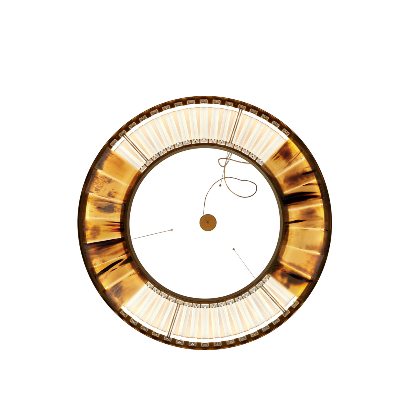 Lampade - Leopoldo lampadario con losanghe in corno e ottone - Arcahorn