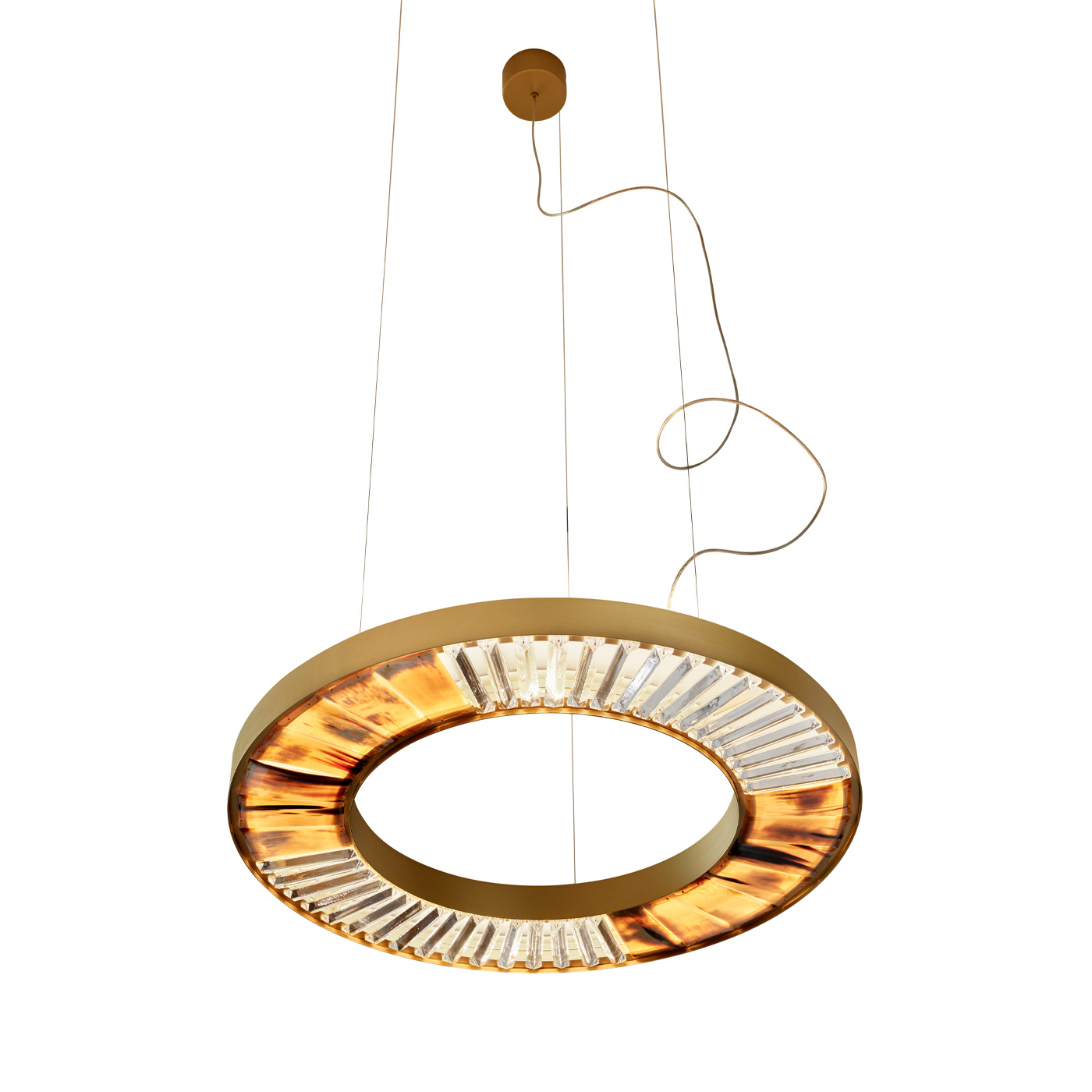 Lampade - Leopoldo lampadario in corno e ottone - Arcahorn