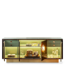 Cabinets and bookcases - Helios cabinet in horn, glossy Makassar ebony and satin brass - Arcahorn