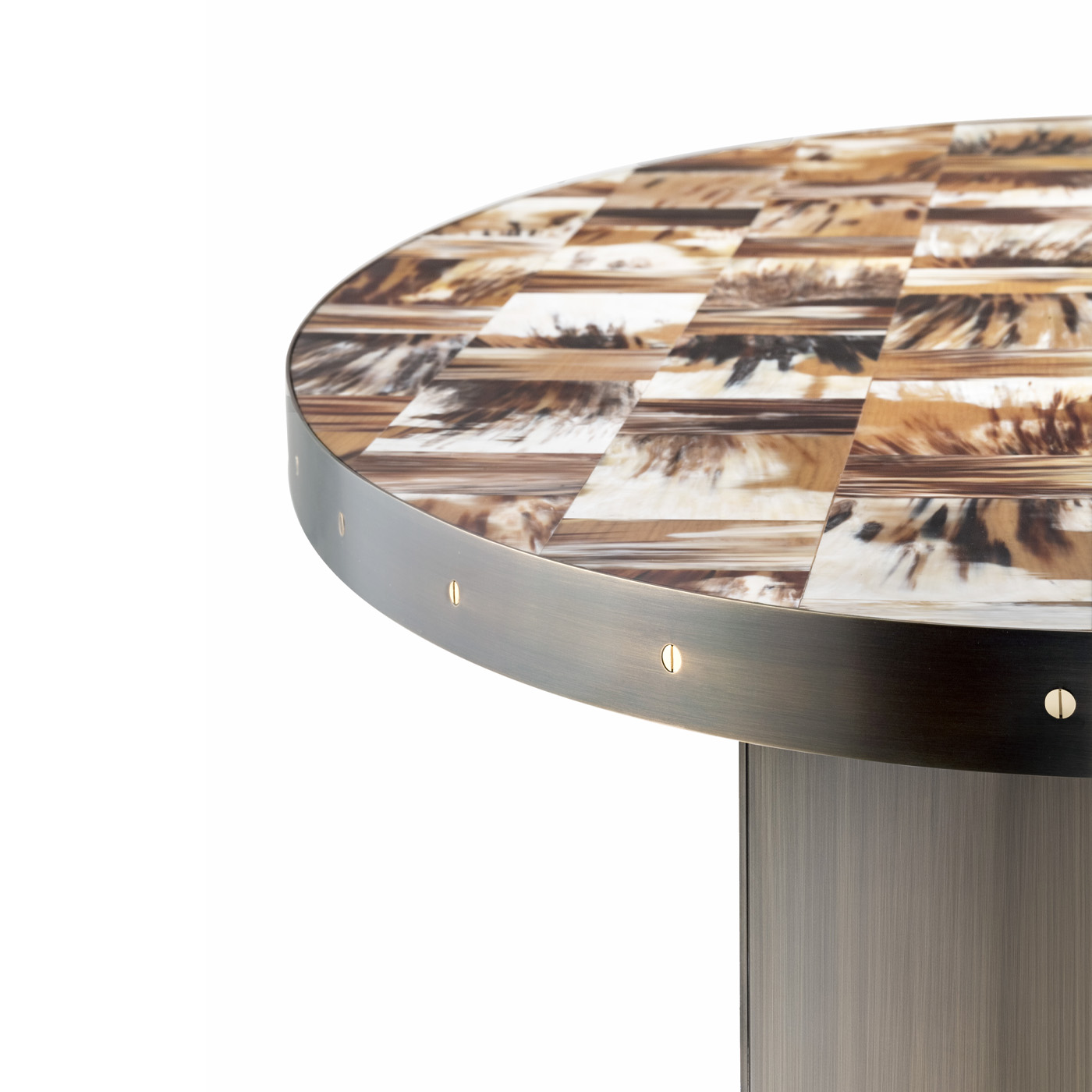 Tables and console tables - Nettuno console table in horn and burnished metal - detail - Arcahorn