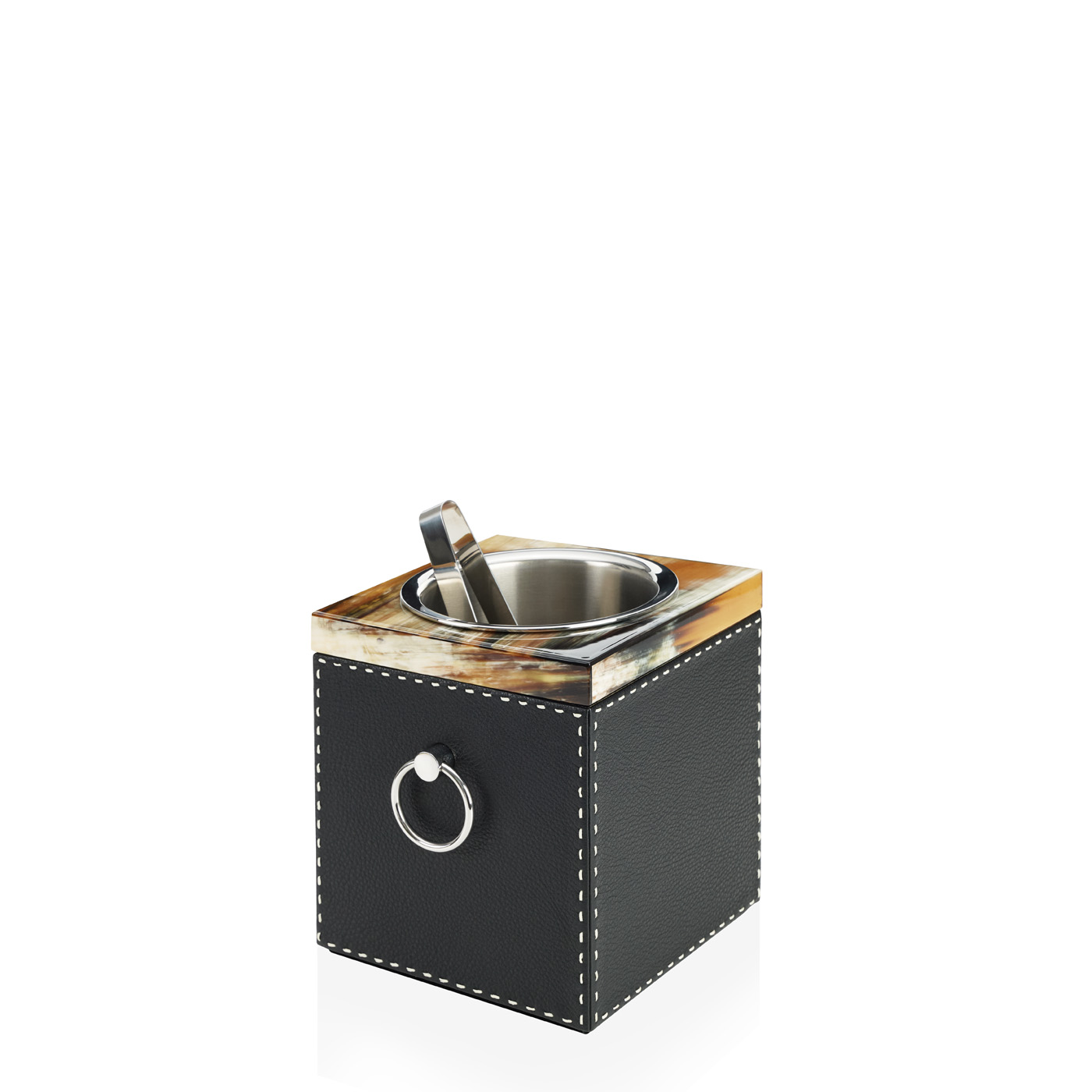 Tableware - Nives ice bucket in horn and pebbled leather - Arcahorn