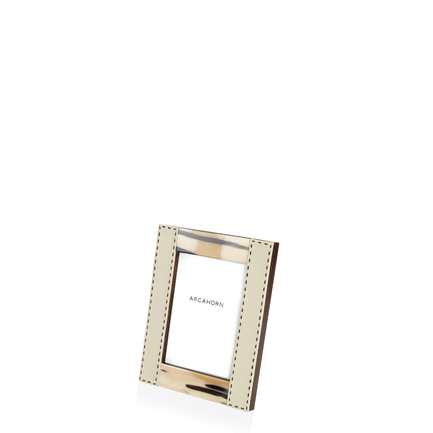Picture frames and boxes - Dorotea picture frames in horn and Ice-cream colour leather mod. 4460 - Arcahorn