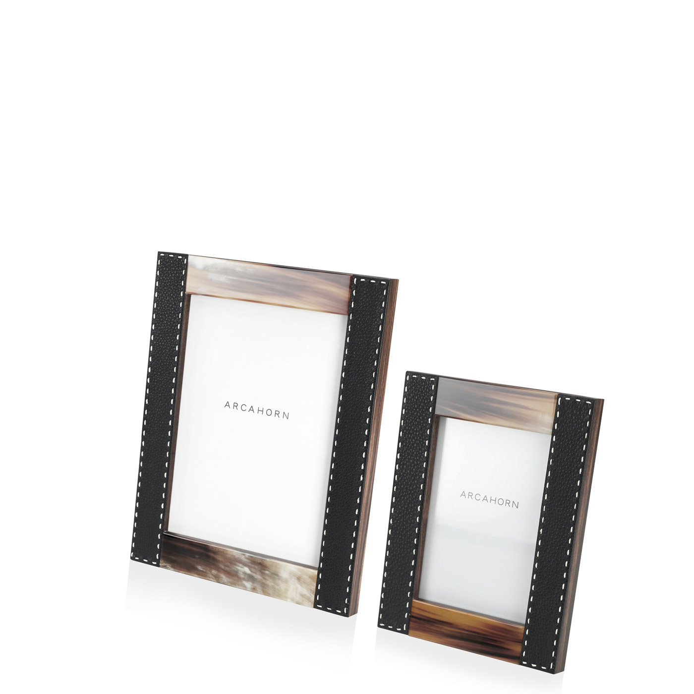 Picture frames and boxes - Dorotea picture frames in horn and Onyx colour leather mod. 4461, 4463 - Arcahorn