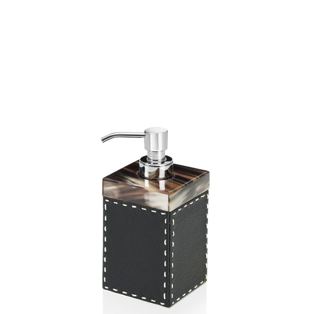 Bath accessories - Berenice soap dispenser in horn and Onyx colour leather 4495 - Arcahorn