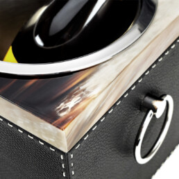 Tableware - Nives champagne bucket in horn and Onyx colour pebbled leather mod. 4456 - detail - Arcahorn