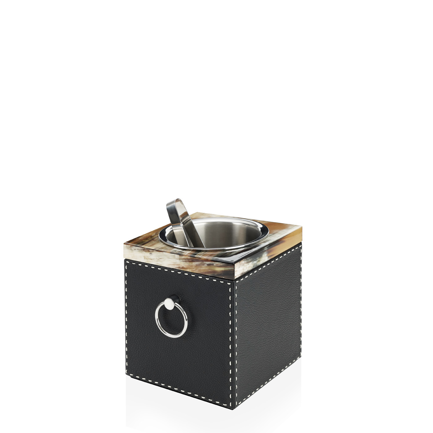Tableware - Nives ice bucket in horn and Onyx colour pebbled leather mod. 4454 - Arcahorn