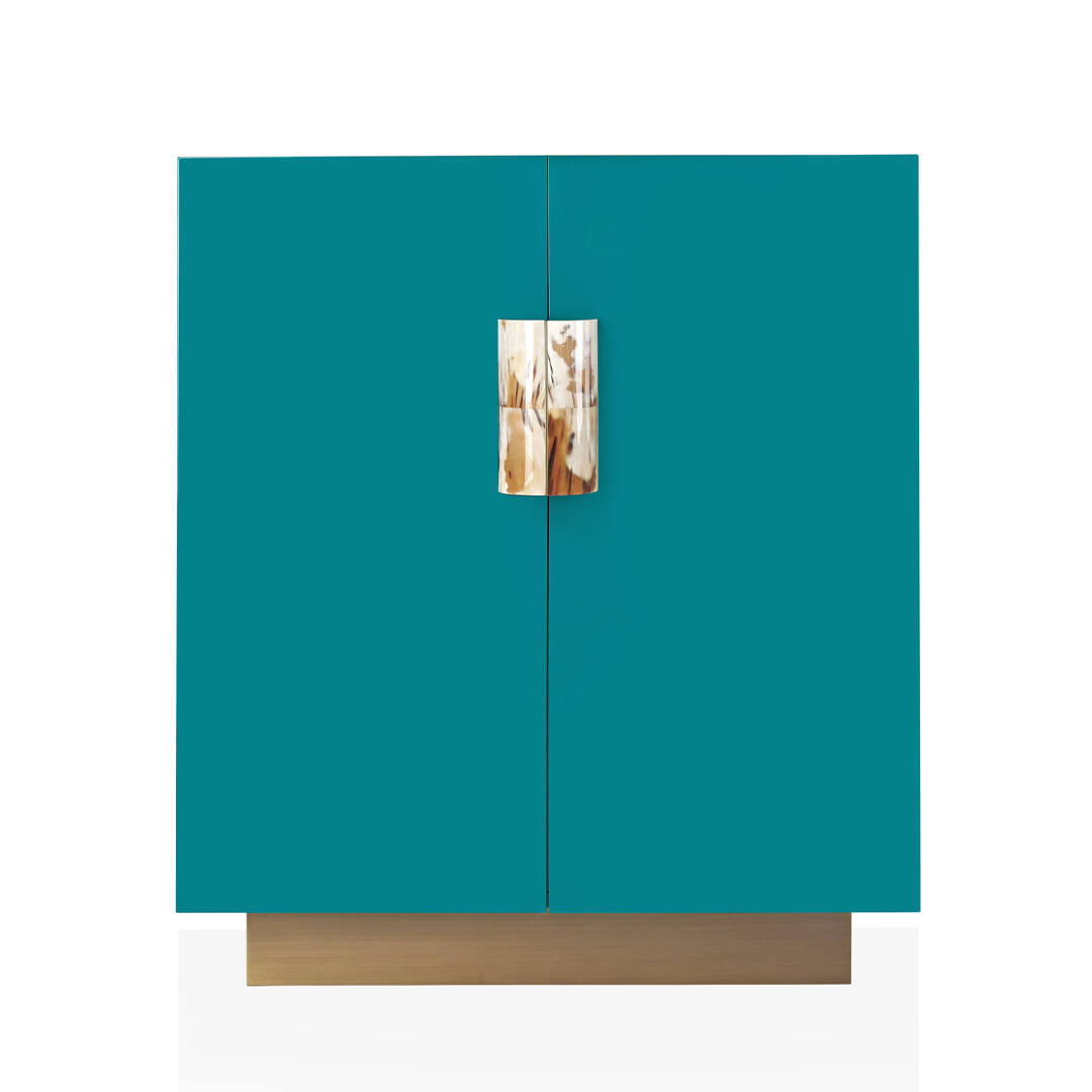 Contenitori e librerie - Stresa mobile contenitore in legno laccato e corno - copertina - Arcahorn