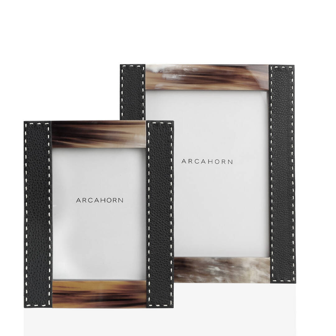 Picture frames and boxes - Dorotea picture frames in horn and Onyx colour leather mod. 4461, 4463 - cover - Arcahorn