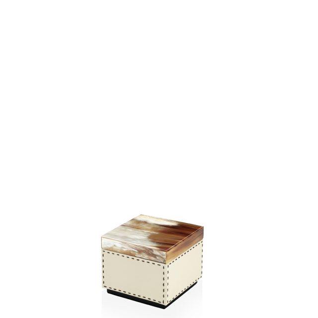 Picture frames and boxes - Ottavia box in horn and Ice-cream colour leather 4466 - Arcahorn