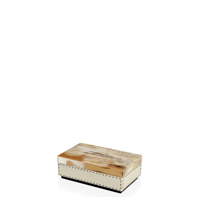 Picture frames and boxes - Ottavia box in horn and Ice-cream colour leather 4468 - Arcahorn