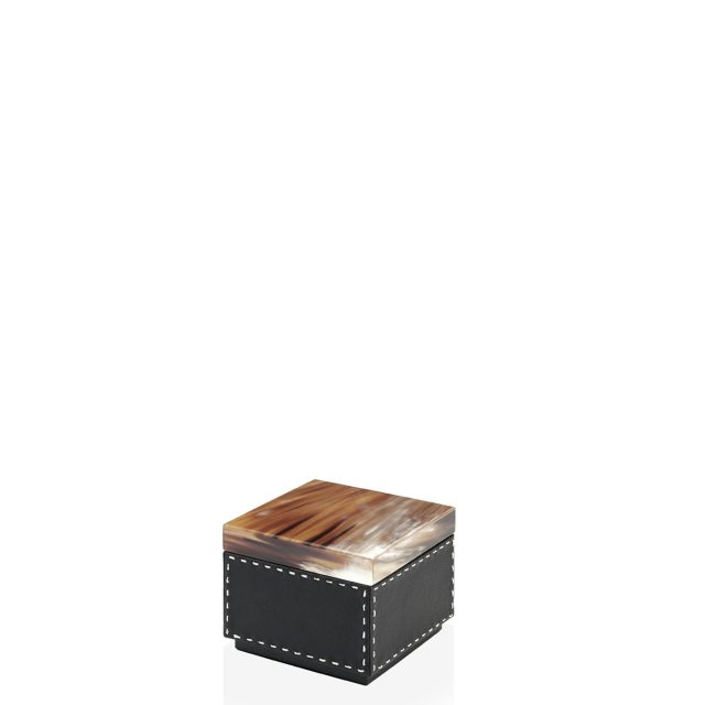 Picture frames and boxes - Ottavia box in horn and Onyx colour leather 4467 - Arcahorn