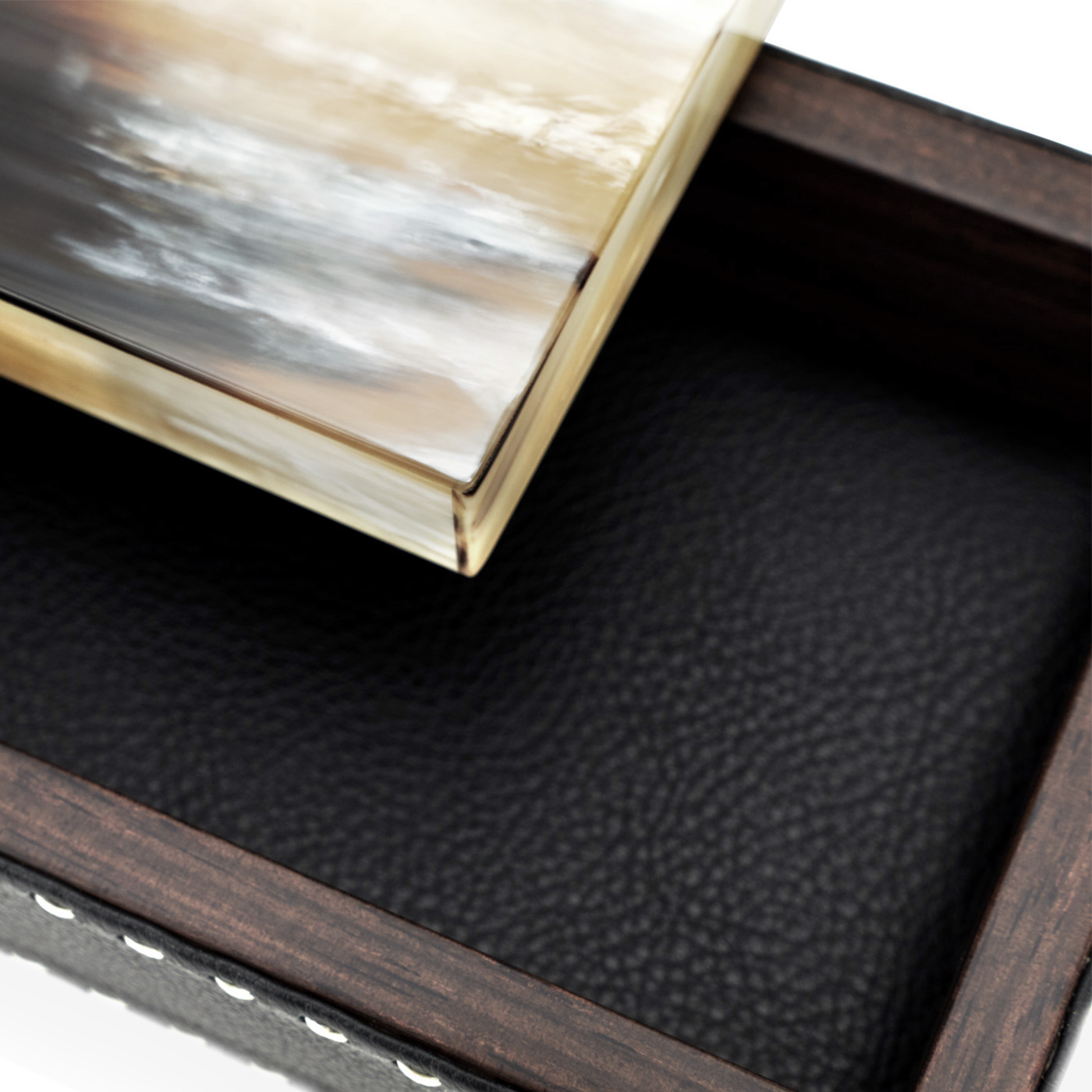 Picture frames and boxes - Ottavia box in horn and Onyx colour leather mod. 4469 - detail - Arcahorn