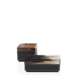 Picture frames and boxes - Ottavia box in horn and pebbled leather, Onyx colour - Arcahorn